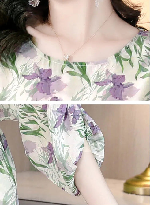 Enchanting Floral Long Sleeve Dress, Luxury Chic Ruffled Long Casual & Evening Women Dress